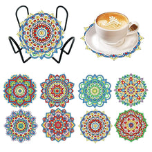 Load image into Gallery viewer, 8 Pcs Diamond Art Coasters Art Mandala Flower Marigold Coasters Kit with Holder
