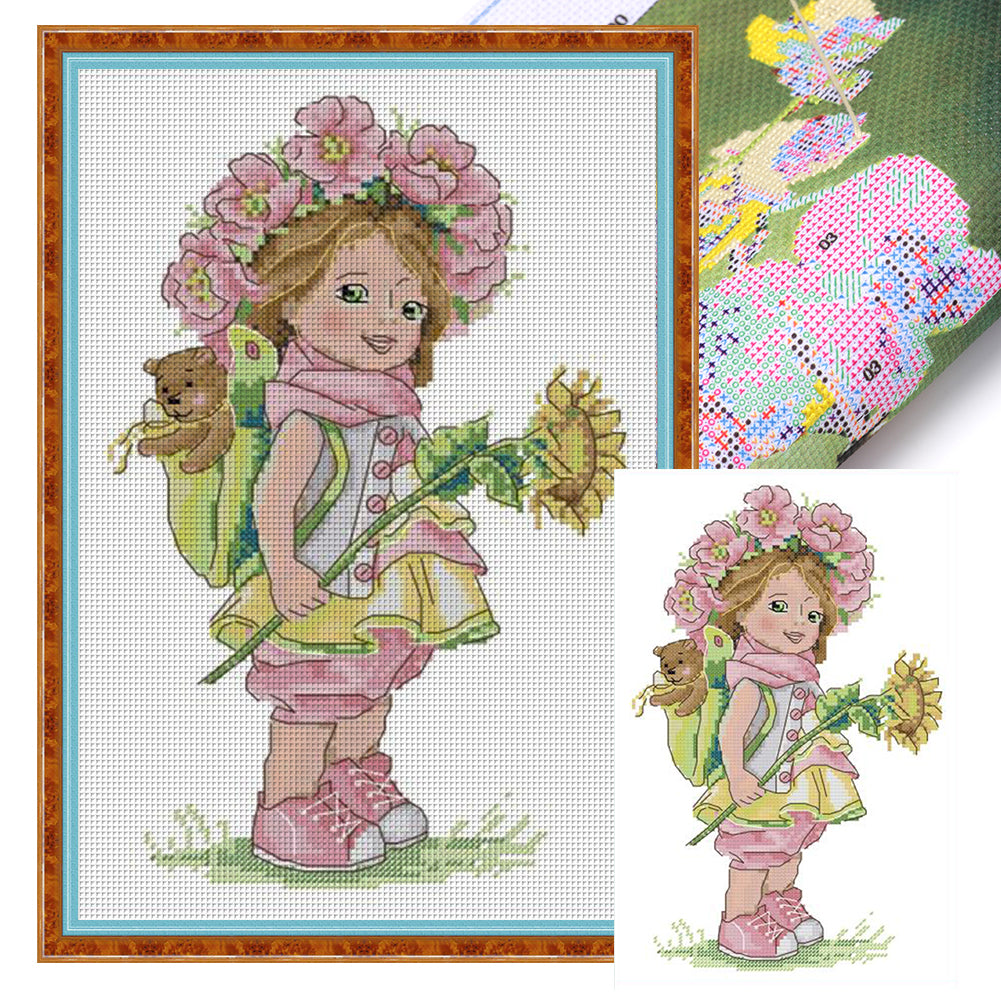 Summer Girl - 22*34CM 14CT Stamped Cross Stitch(Joy Sunday)