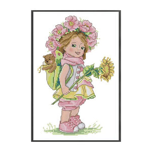 Summer Girl - 22*34CM 14CT Stamped Cross Stitch(Joy Sunday)