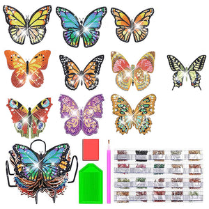 10 Pcs Butterfly Special Shaped DIY Diamond Art Coasters Kit Crafts with Holder