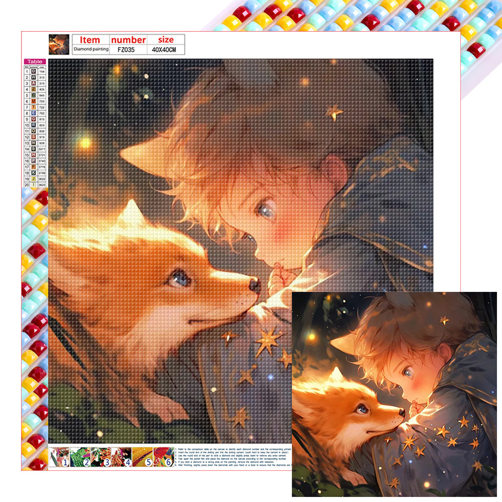 Little Boy And Fox 40*40CM(Canvas) Full Square Drill Diamond Painting