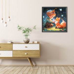 Little Boy And Fox 40*40CM(Picture) Full AB Round Drill Diamond Painting
