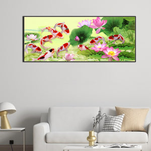 Lotus Koi 105*45CM(Canvas) Full Round Drill Diamond Painting