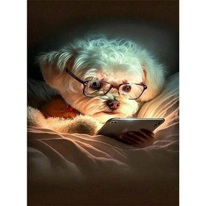 Reading Puppy 45*60CM(Picture) Full Square Drill Diamond Painting