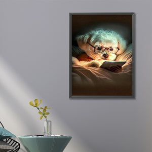 Reading Puppy 45*60CM(Picture) Full Square Drill Diamond Painting