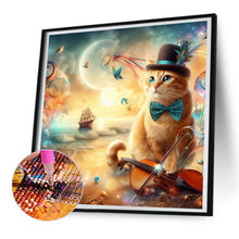 Load image into Gallery viewer, Kitten In Top Hat And Violin 30*30CM(Canvas) Full Round Drill Diamond Painting
