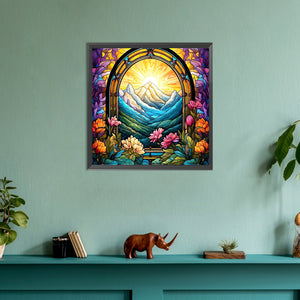 Glass Painting Scenery 30*30CM(Canvas) Full Round Drill Diamond Painting