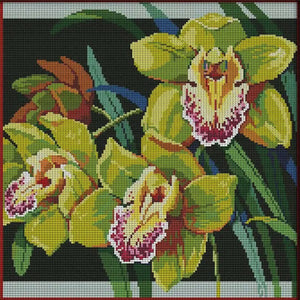 Orchid(12) - 38*38CM 14CT Stamped Cross Stitch (Joy Sunday)