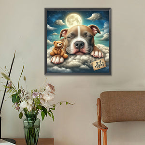 Good Night Bear And Puppy 30*30CM(Canvas) Full Round Drill Diamond Painting