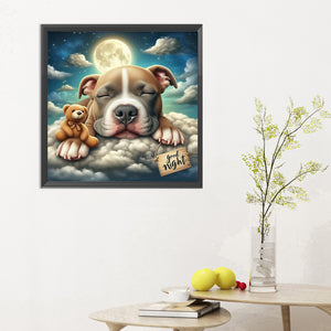 Good Night Bear And Puppy 30*30CM(Canvas) Full Round Drill Diamond Painting