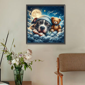 Good Night Bear And Puppy 30*30CM(Canvas) Full Round Drill Diamond Painting