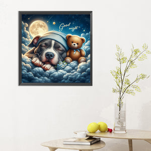 Good Night Bear And Puppy 30*30CM(Canvas) Full Round Drill Diamond Painting