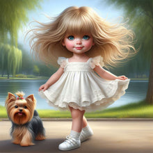 Load image into Gallery viewer, Girl And Puppy 30*30CM(Canvas) Full Round Drill Diamond Painting
