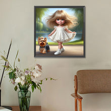 Load image into Gallery viewer, Girl And Puppy 30*30CM(Canvas) Full Round Drill Diamond Painting
