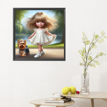 Load image into Gallery viewer, Girl And Puppy 30*30CM(Canvas) Full Round Drill Diamond Painting
