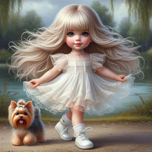 Load image into Gallery viewer, Girl And Puppy 30*30CM(Canvas) Full Round Drill Diamond Painting
