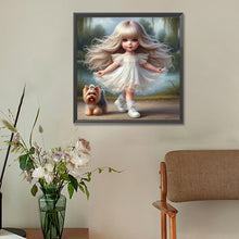 Load image into Gallery viewer, Girl And Puppy 30*30CM(Canvas) Full Round Drill Diamond Painting
