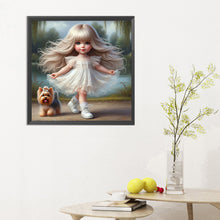 Load image into Gallery viewer, Girl And Puppy 30*30CM(Canvas) Full Round Drill Diamond Painting
