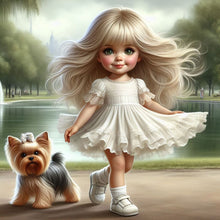 Load image into Gallery viewer, Girl And Puppy 30*30CM(Canvas) Full Round Drill Diamond Painting
