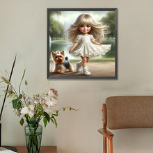 Load image into Gallery viewer, Girl And Puppy 30*30CM(Canvas) Full Round Drill Diamond Painting
