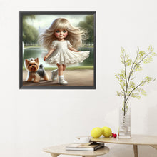 Load image into Gallery viewer, Girl And Puppy 30*30CM(Canvas) Full Round Drill Diamond Painting
