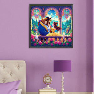 Beauty And The Beast 50*50CM(Canvas) Full Round Drill Diamond Painting