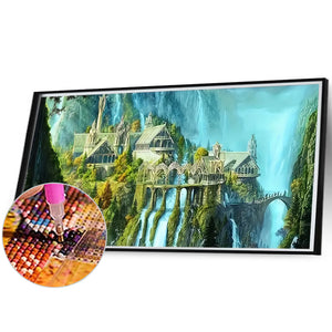 Mountain Castle 95*55CM(Canvas) Full Round Drill Diamond Painting