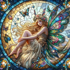 Glass Painting Fairy 30*30CM(Canvas) Full Round Drill Diamond Painting