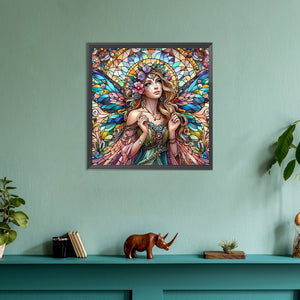 Glass Painting Fairy 30*30CM(Canvas) Full Round Drill Diamond Painting