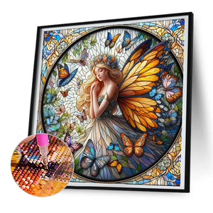 Glass Painting Fairy 30*30CM(Canvas) Full Round Drill Diamond Painting