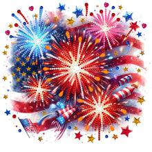 Load image into Gallery viewer, American Flag Fireworks 30*30CM(Canvas) Partial Special Shaped Drill Diamond Painting
