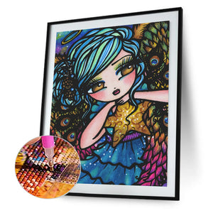 Peacock Girl 40*50CM(Canvas) Full Round Drill Diamond Painting