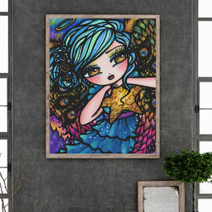 Peacock Girl 40*50CM(Canvas) Full Round Drill Diamond Painting