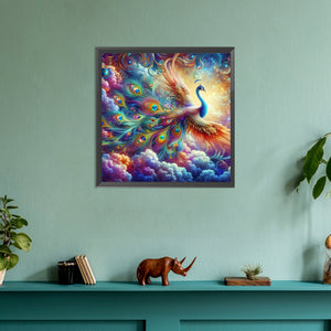 Colorful Flying Peacock 30*30CM(Canvas) Full Round Drill Diamond Painting