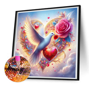 White Dove And Dreamy Rose 30*30CM(Canvas) Full Round Drill Diamond Painting
