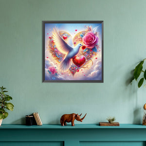 White Dove And Dreamy Rose 30*30CM(Canvas) Full Round Drill Diamond Painting