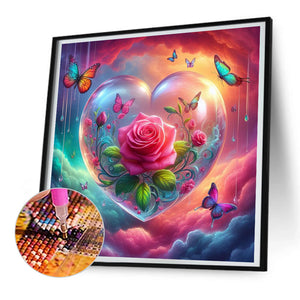 Butterflies And Fantasy Roses 30*30CM(Canvas) Full Round Drill Diamond Painting