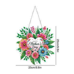 Mother Day Wreath Single-Side Diamond Art Hanging Pendant for Home Wall Decor