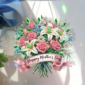 Mother Day Wreath Single-Side Diamond Art Hanging Pendant for Home Wall Decor