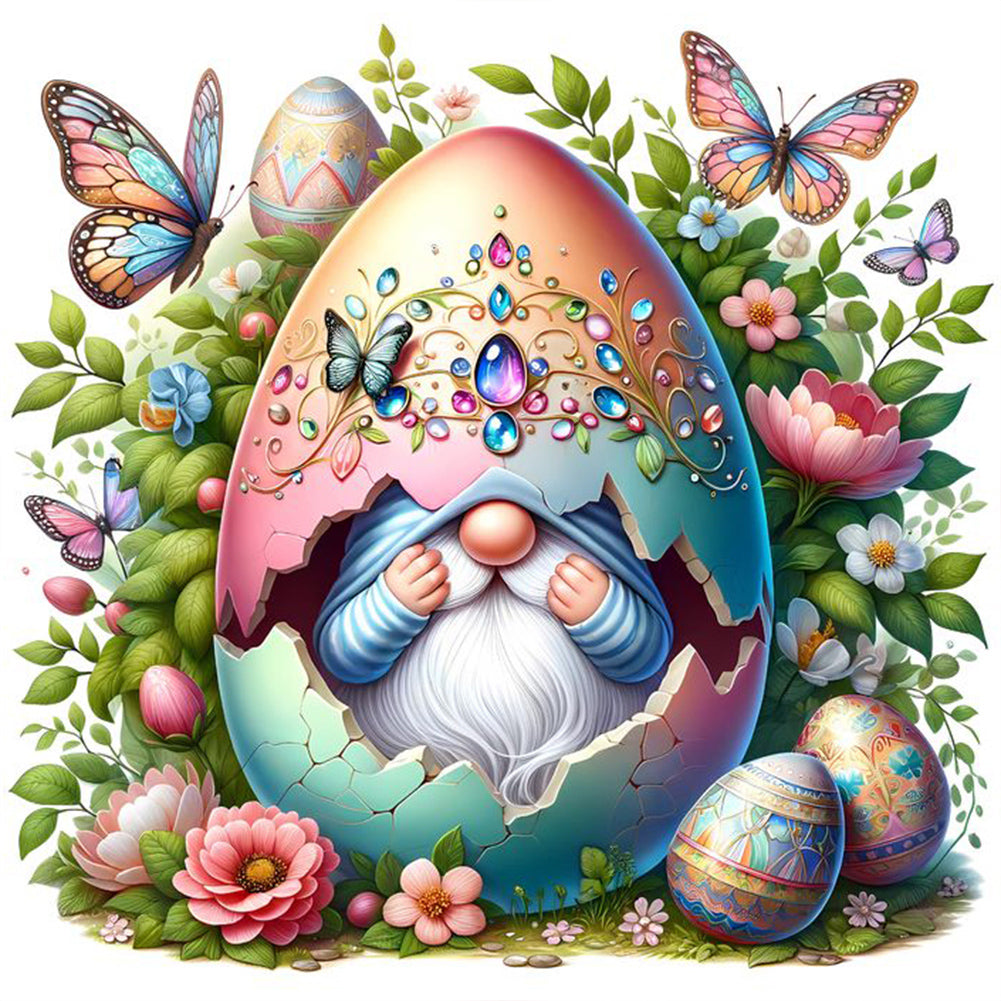 Easter Eggs And Gnomes 30*30CM(Canvas) Full Round Drill Diamond Painting