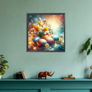 Easter Eggs With Daffodils 30*30CM(Canvas) Full Round Drill Diamond Painting