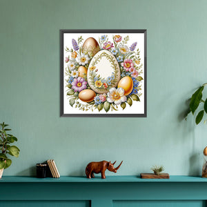 Easter Eggs Among Flowers 30*30CM(Canvas) Full Round Drill Diamond Painting