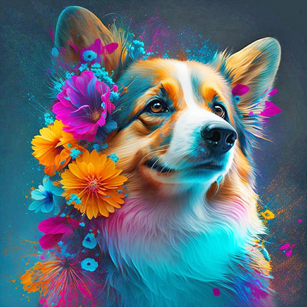 Cute Corgi 30*30CM(Canvas) Full Round Drill Diamond Painting