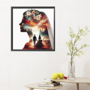 Romantic Wedding Silhouette 30*30CM(Canvas) Full Round Drill Diamond Painting