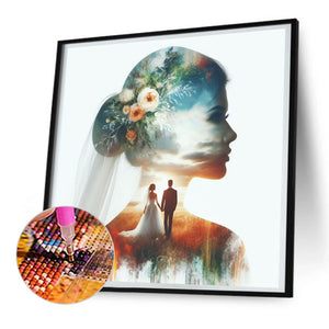 Romantic Wedding Silhouette 30*30CM(Canvas) Full Round Drill Diamond Painting