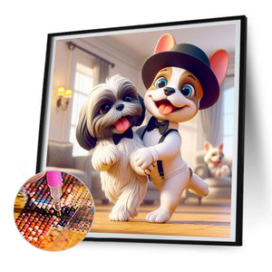 Puppy Companion 30*30CM(Canvas) Full Round Drill Diamond Painting