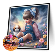 Load image into Gallery viewer, Little Girl And Puppy In The Garden 30*30CM(Canvas) Full Round Drill Diamond Painting
