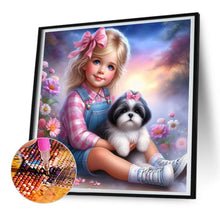 Load image into Gallery viewer, Little Girl And Puppy In The Garden 30*30CM(Canvas) Full Round Drill Diamond Painting
