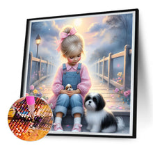 Load image into Gallery viewer, Little Girl And Puppy In The Garden 30*30CM(Canvas) Full Round Drill Diamond Painting
