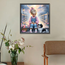 Load image into Gallery viewer, Little Girl And Puppy In The Garden 30*30CM(Canvas) Full Round Drill Diamond Painting
